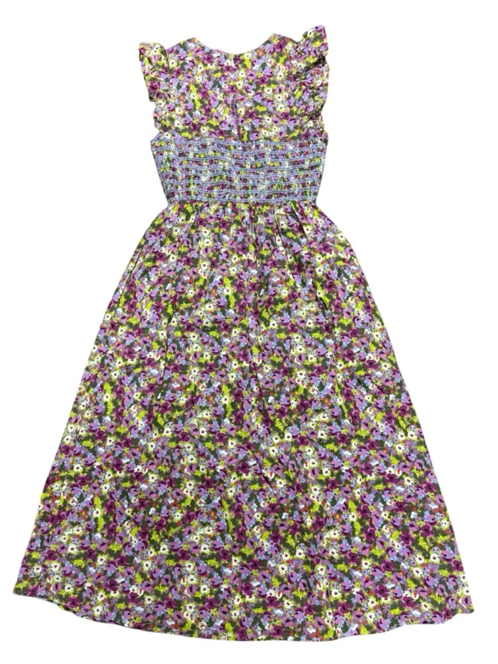 NWT English Factory Floral Smocked Midi Dress - XS purple multi - Picture 5 of 8